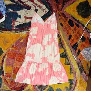 H&M Floral Pink & White Tiered Midi Dress